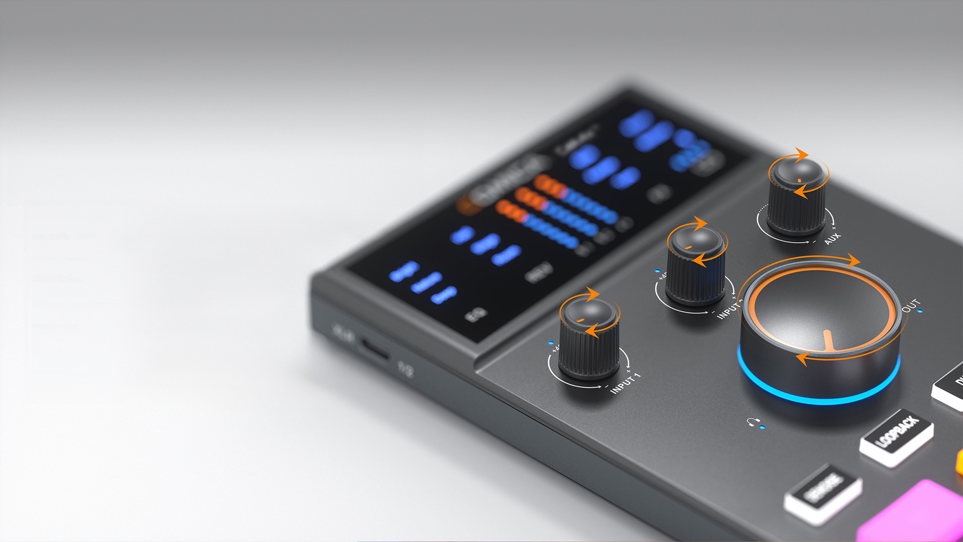 Individual Mic Preamps, Monitor Volume and Output Gain Control