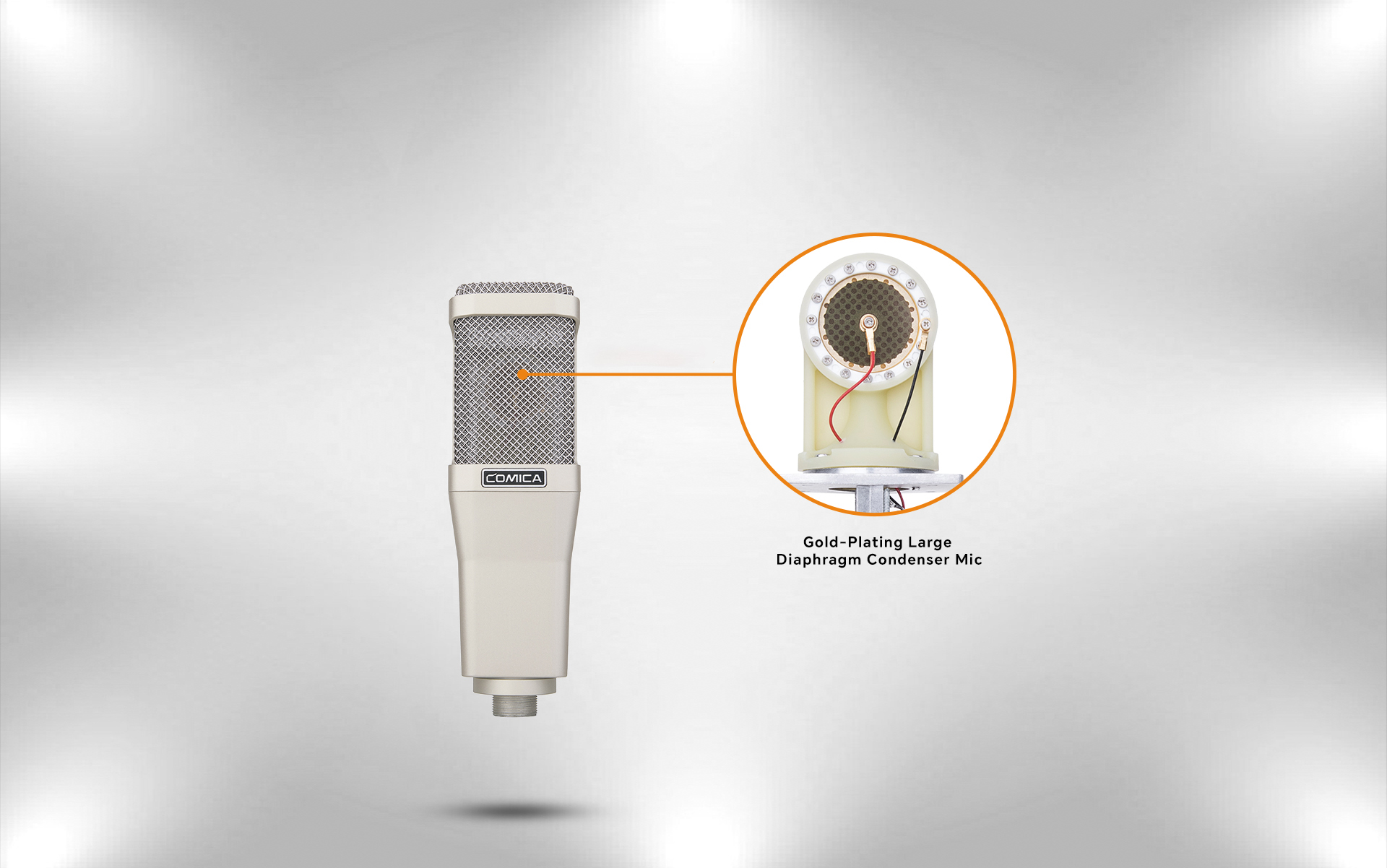 34mm Gold-Plating Large Diaphragm Condenser Mic for Studio Quality Audio