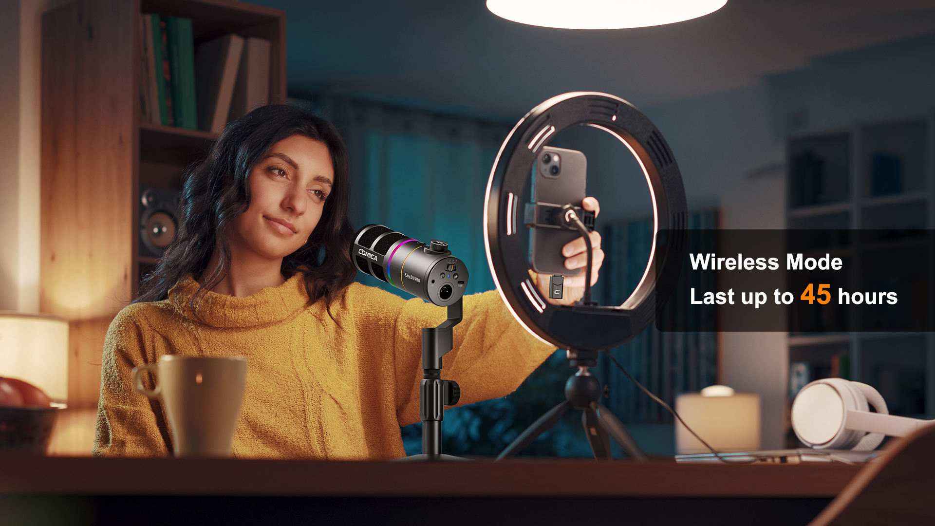 Battery Life Up to 45 Hours in Wireless Mode