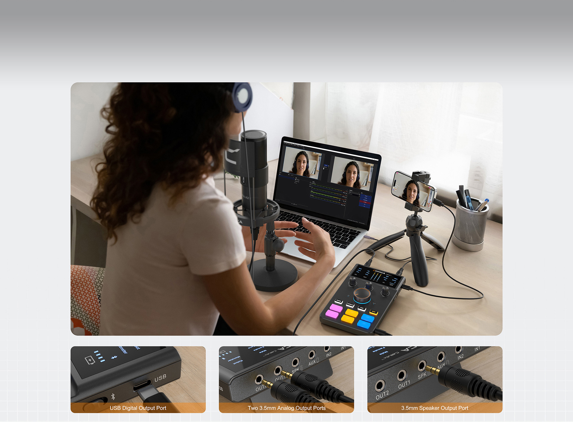 3.5 mm and USB-C Digital Output Interfaces for Live Streaming