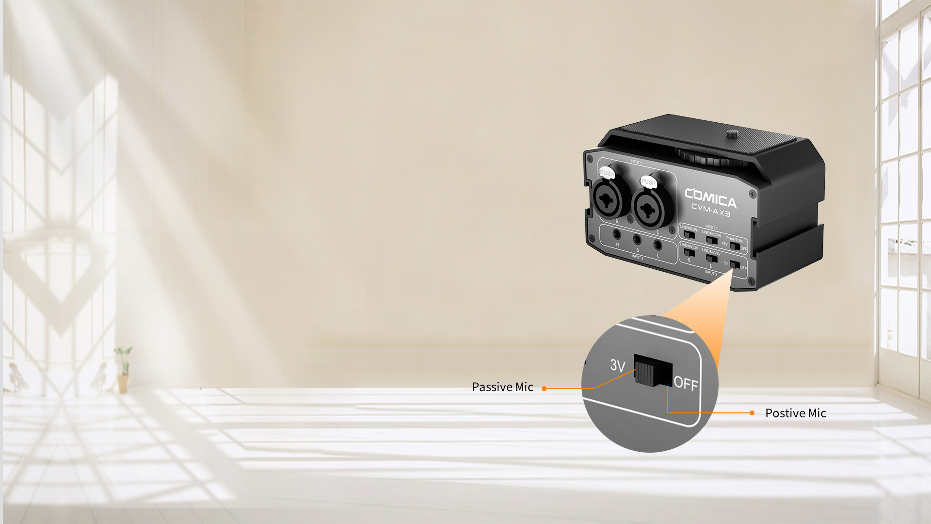 Support both Postive and Passive Mic