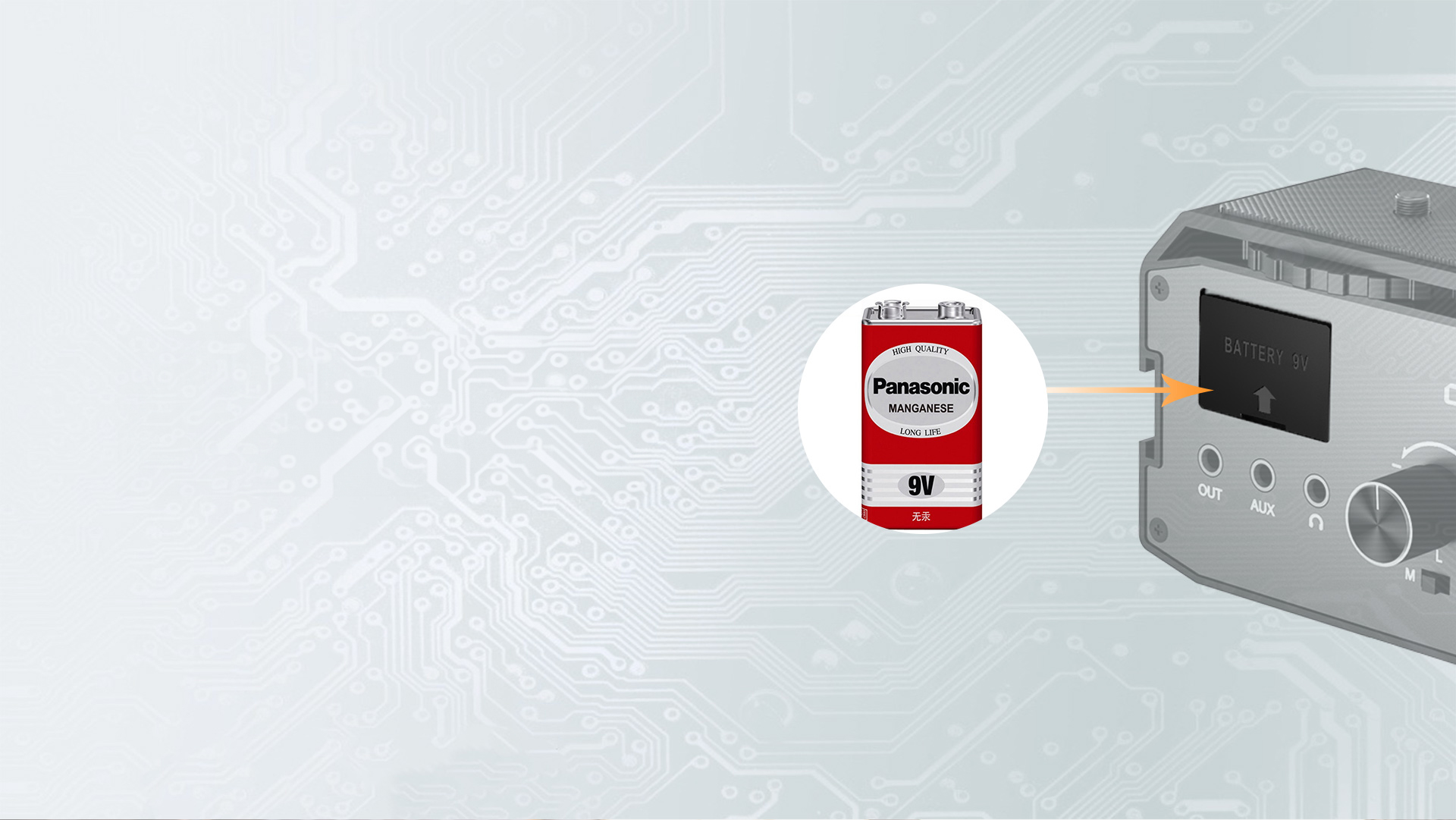 9V Battery Power, Support 3V and Phantom Power Output