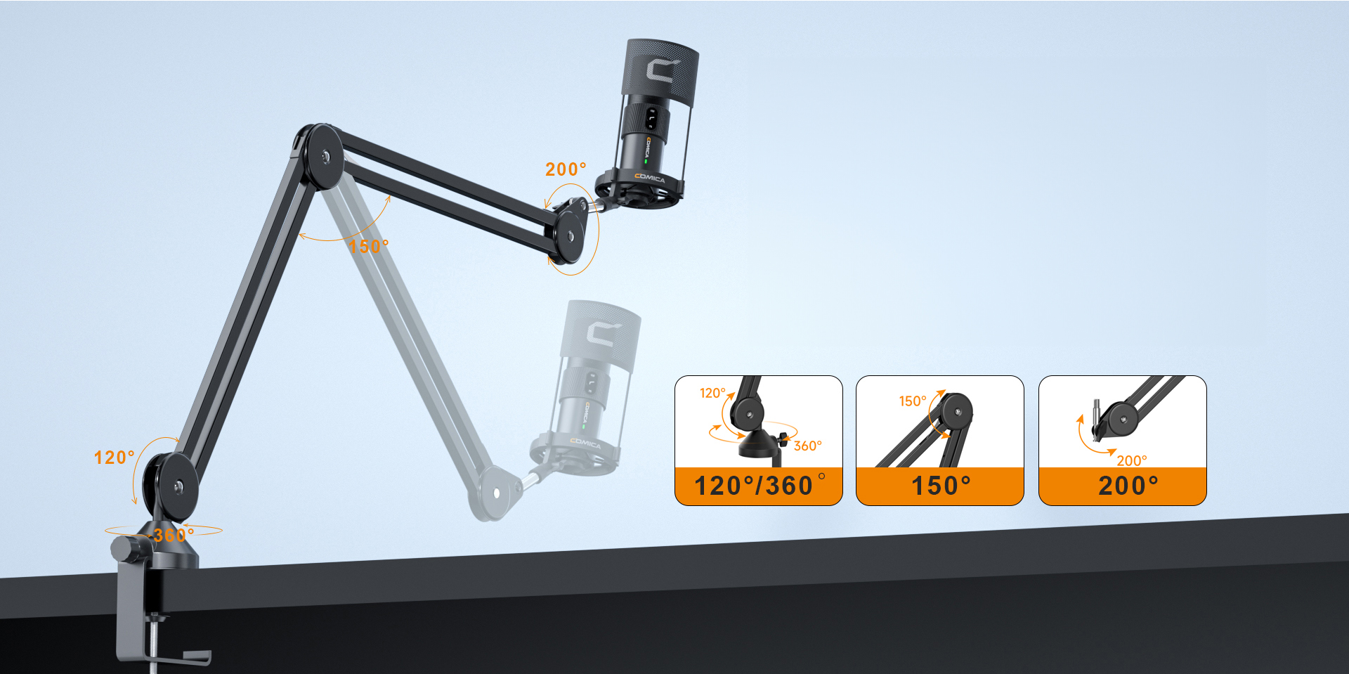 Adjustable Boom Arm, Flexible Usage