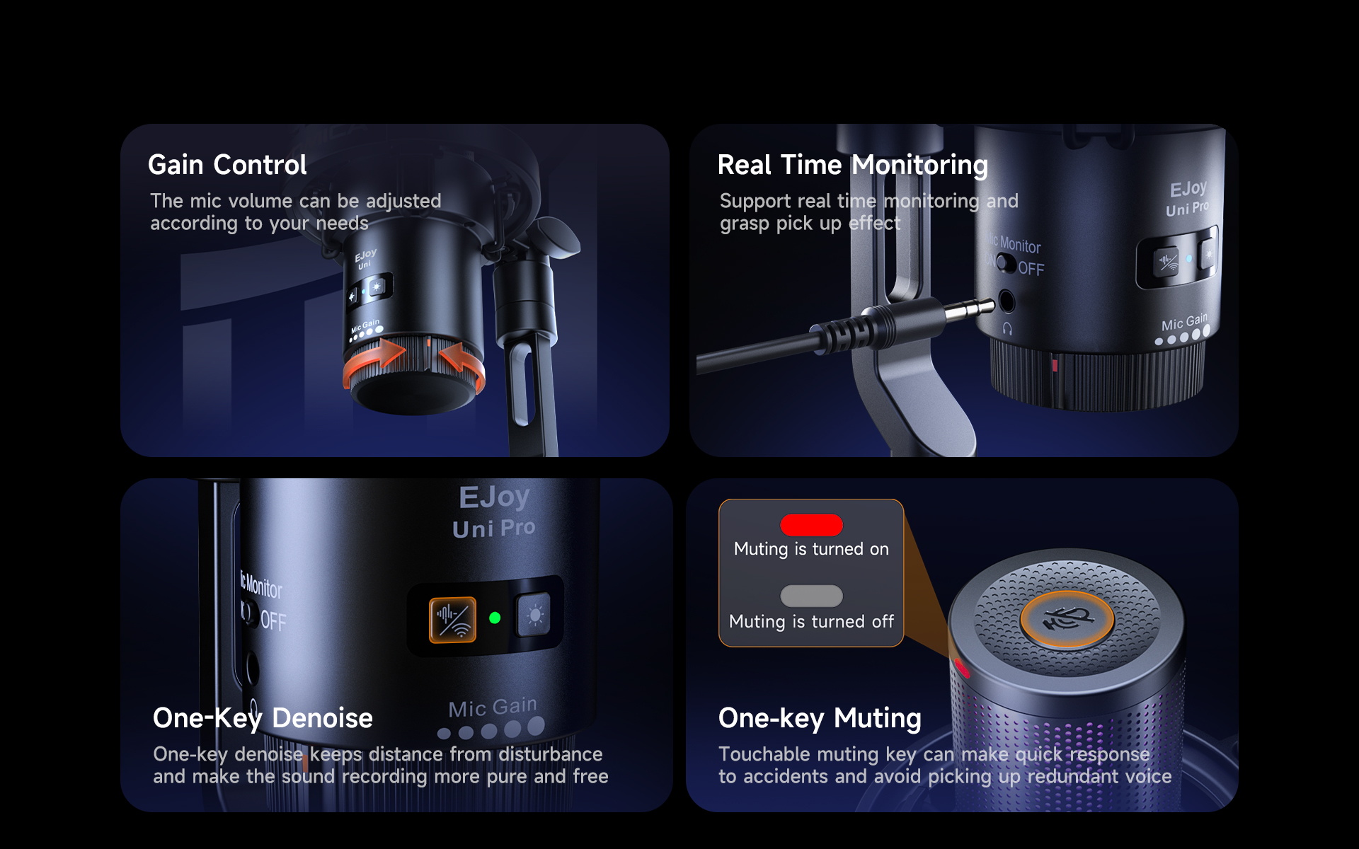 Support Gain Control, Monitoring,One-key Denoise & Muting