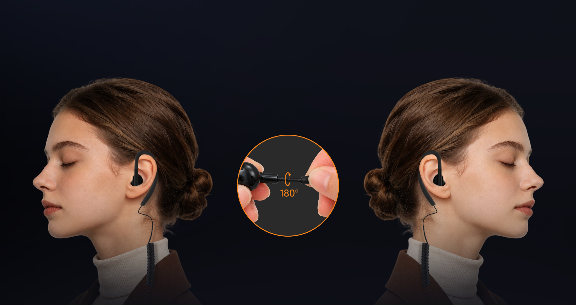 180° Rotatable Earplug, Suitable for Left and Right Ear